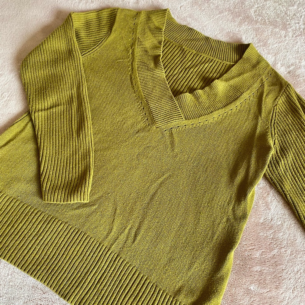 Olive V-Neck Women's Sweater